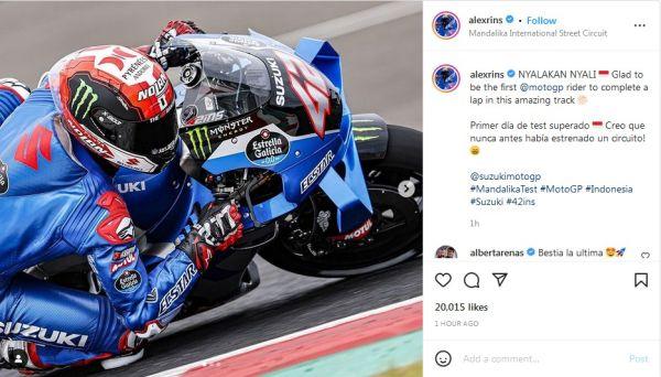 Alex Rins Jadi Pembalap MotoGP Pertama Kelilingi Sirkuit Mandalika