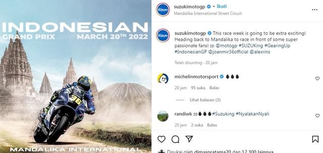 Suzuki MotoGP Unggah Foto Joan Mir di Lintasan Tanah Berdebu, Sindir Sirkuit Mandalika