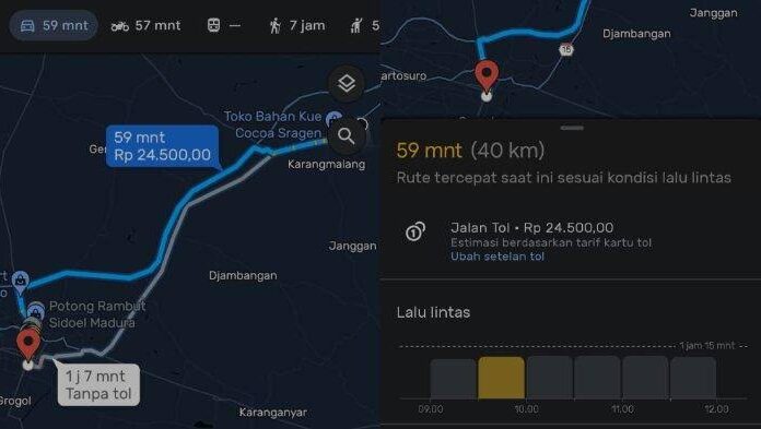 Cek Tarif Tol di Google Maps